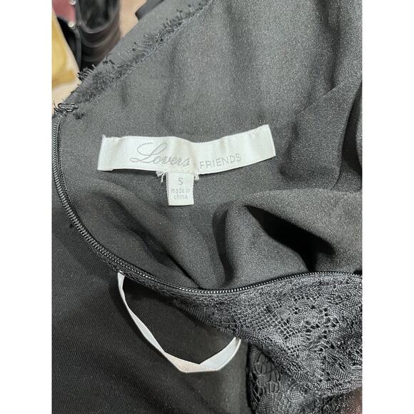 Lovers + Friends Nickolas Plunging Front Black Lace Overlay Maxi dress Sm New - Picture 7 of 15